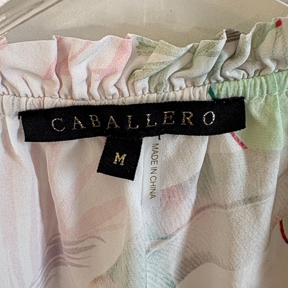 Caballero Women's Tropical Print Ruffle Blouse - Multicolor - Picture 2 of 4